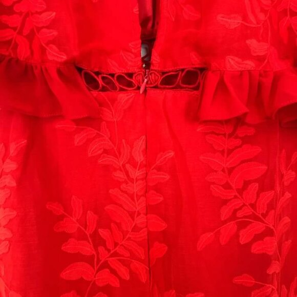 Selfie Leslie Red Mini Dress  Swiss Dot Ruffle Cutout Partywear Medium BNWT - Picture 7 of 8
